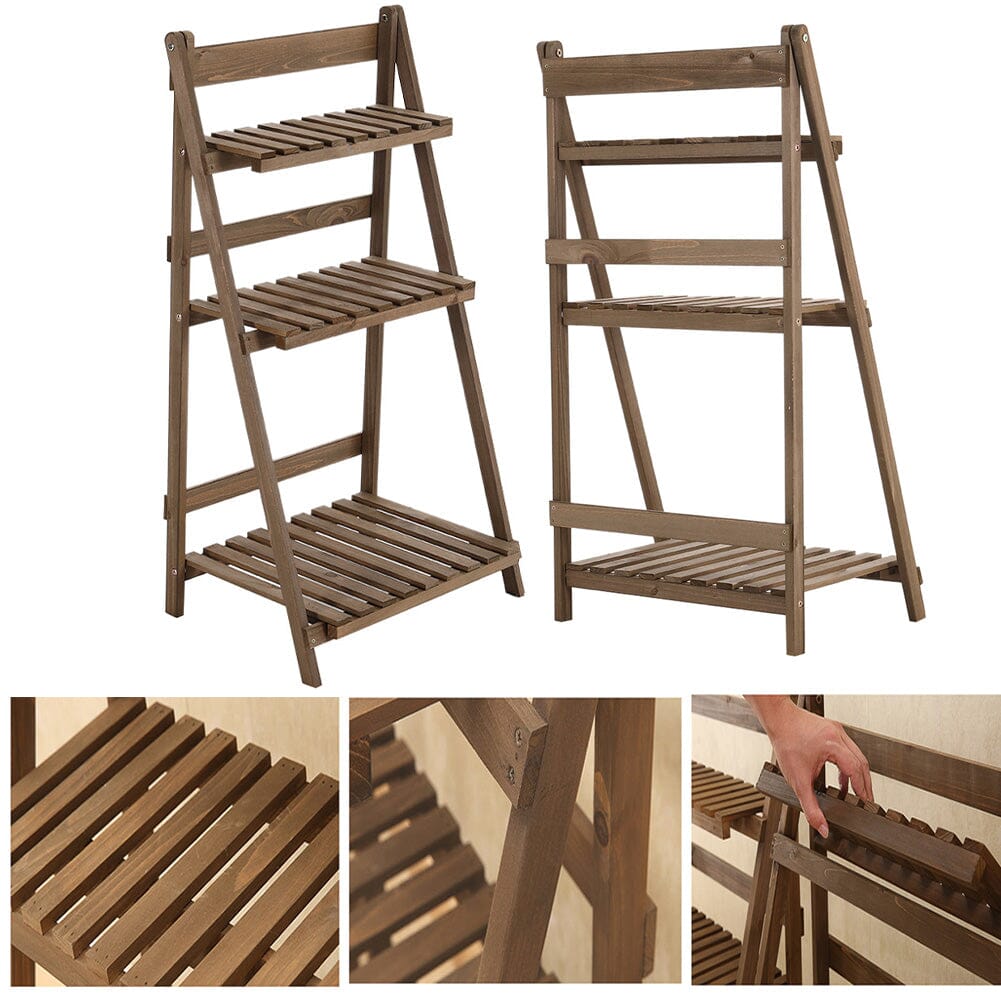 3 Tier Wooden Flower Stand Plant Display Shelf Storage Rack Pot Holder Outdoor Living and Home 