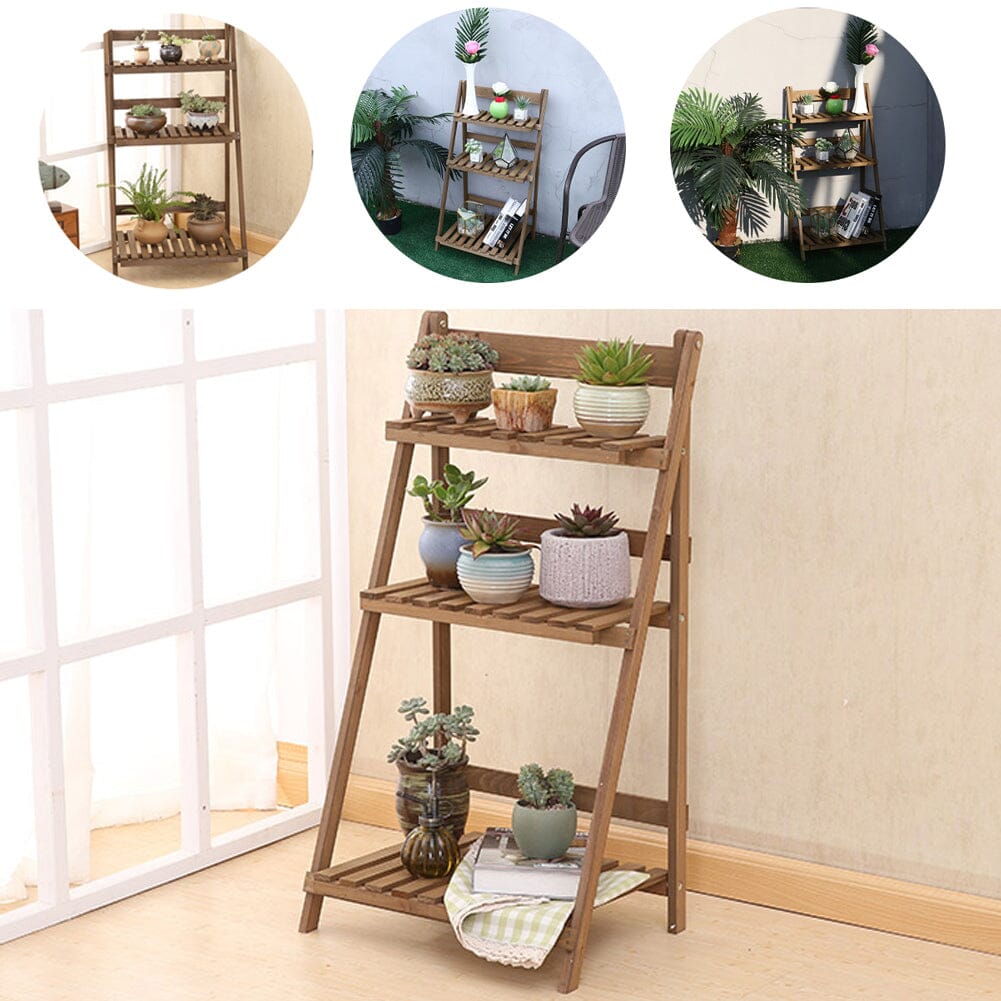 3 Tier Wooden Flower Stand Plant Display Shelf Storage Rack Pot Holder Outdoor Living and Home 