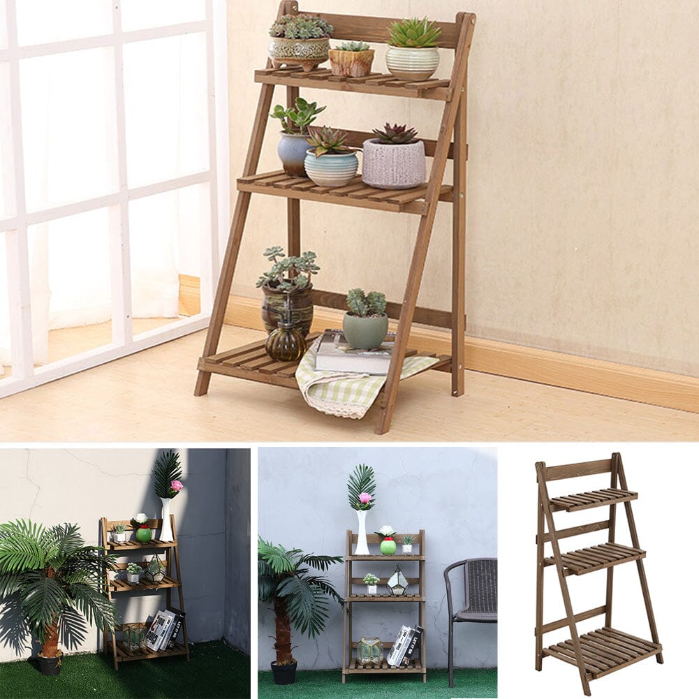 3 Tier Wooden Flower Stand Plant Display Shelf Storage Rack Pot Holder Outdoor Living and Home 