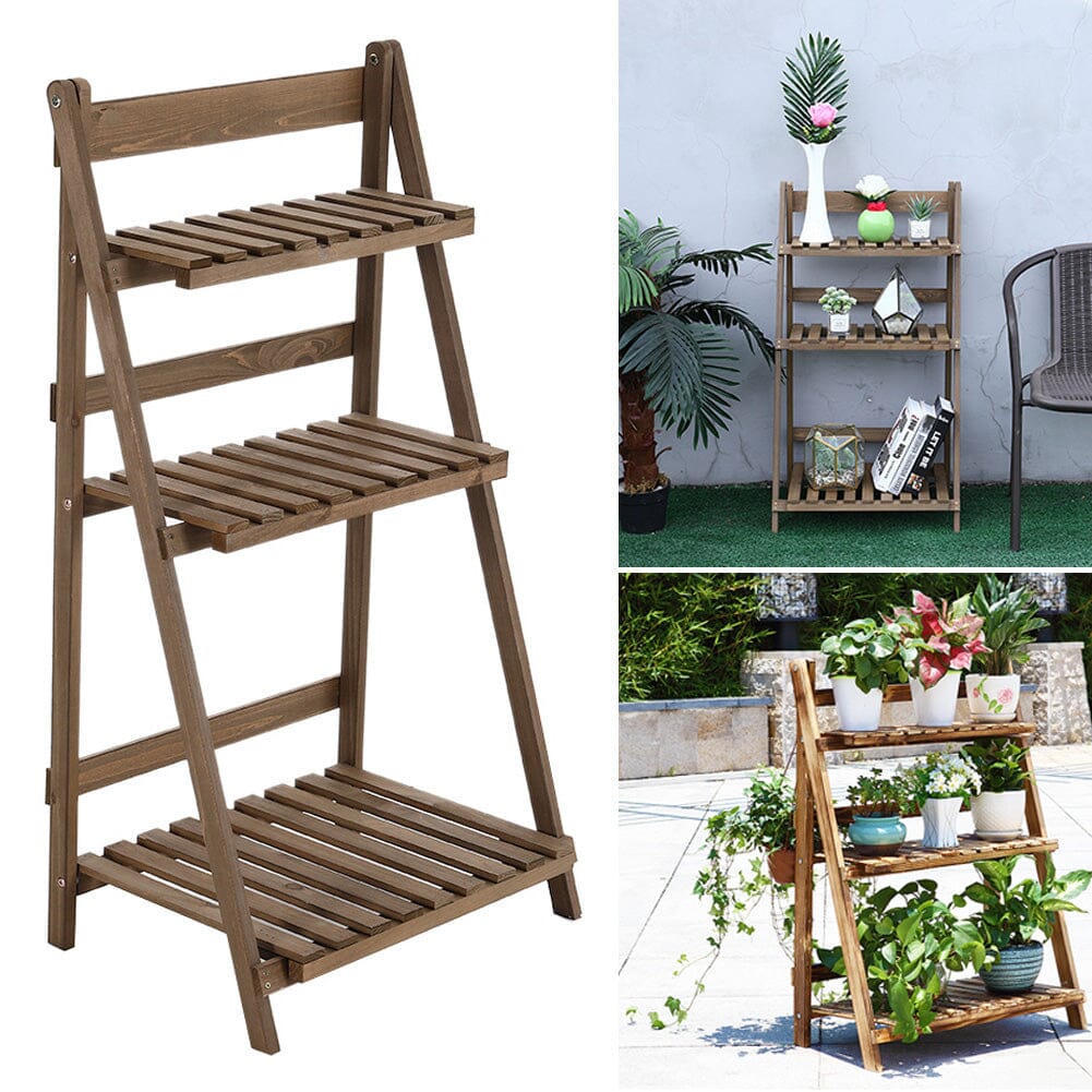 3 Tier Wooden Flower Stand Plant Display Shelf Storage Rack Pot Holder Outdoor Living and Home 