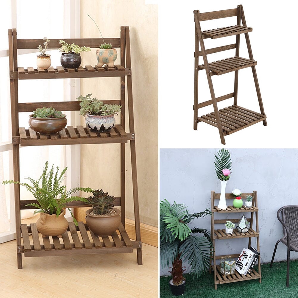 3 Tier Wooden Flower Stand Plant Display Shelf Storage Rack Pot Holder Outdoor Living and Home 