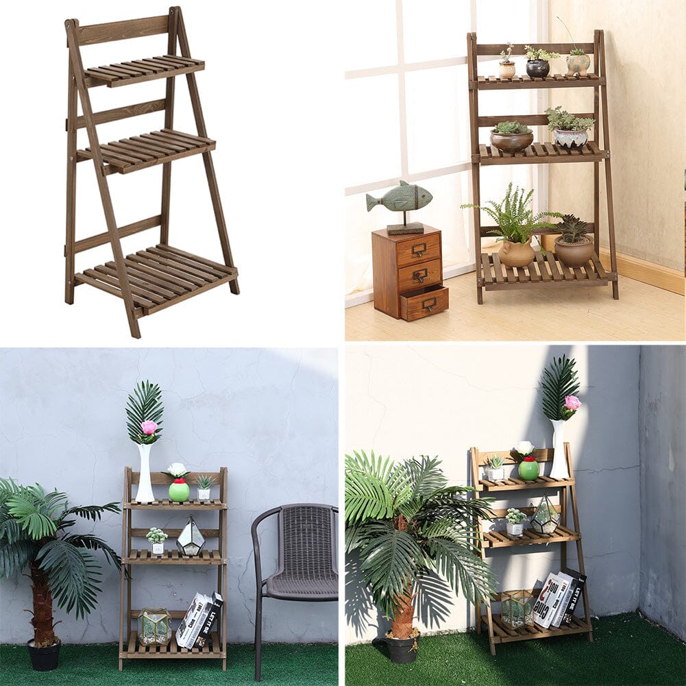 3 Tier Wooden Flower Stand Plant Display Shelf Storage Rack Pot Holder Outdoor Living and Home 