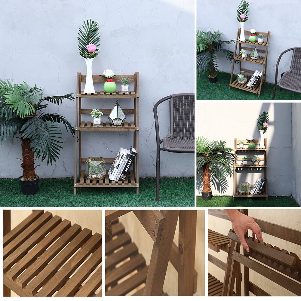 3 Tier Wooden Flower Stand Plant Display Shelf Storage Rack Pot Holder Outdoor Living and Home 