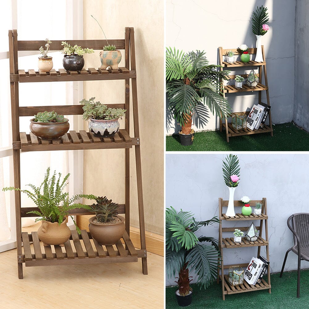 3 Tier Wooden Flower Stand Plant Display Shelf Storage Rack Pot Holder Outdoor Living and Home 