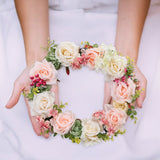 30cm Vintage Artificial Rose Wreath Hanging Floral Decoration Festival Supplies Living and Home 