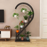 Creative Curved 4 Tier Plant Stand Bonsai Display Shelf Shelves & Racks Living and Home Black 