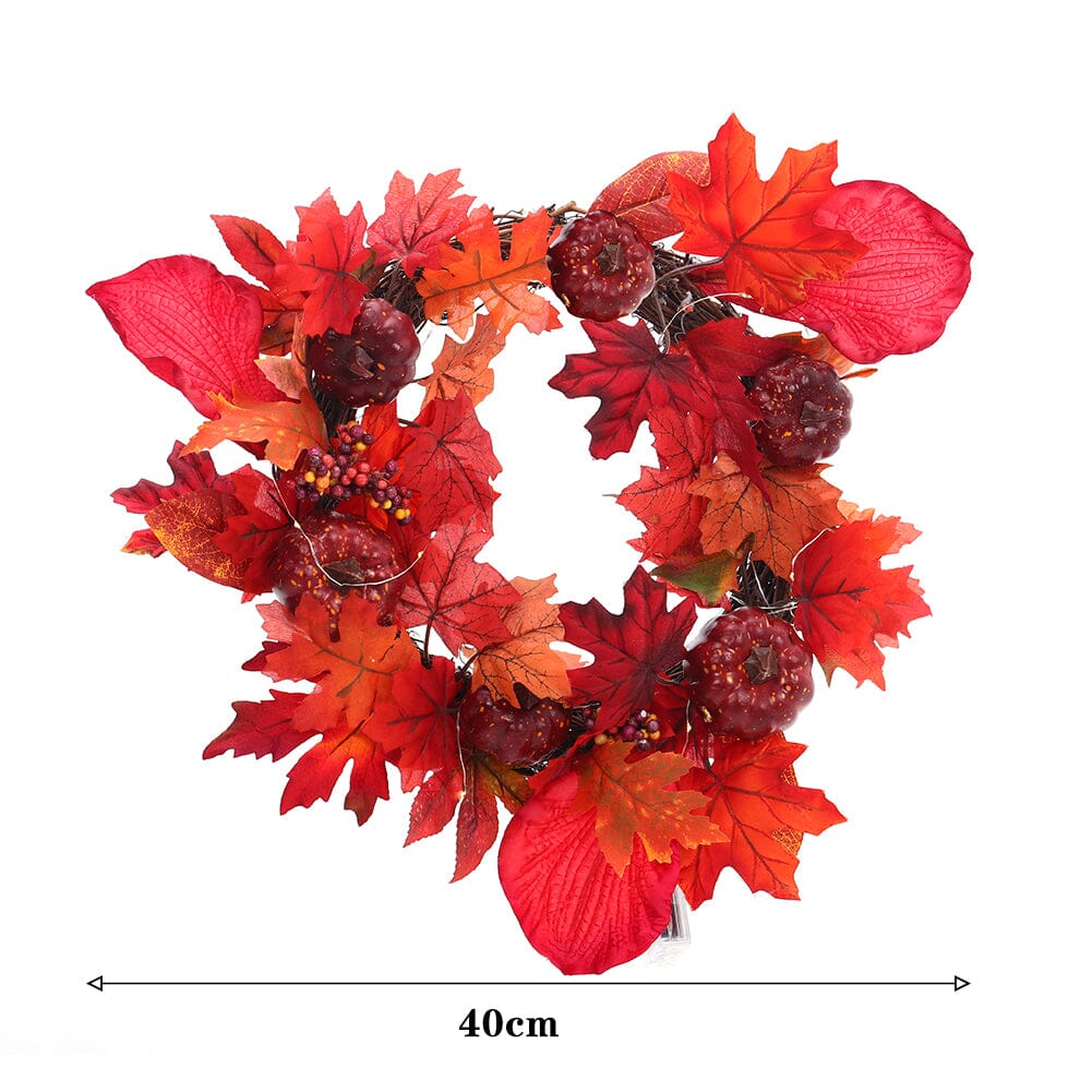 Fall Maple Leaf Pumpkin Wreath Artificial Wreath Front Door Decoration Living and Home 