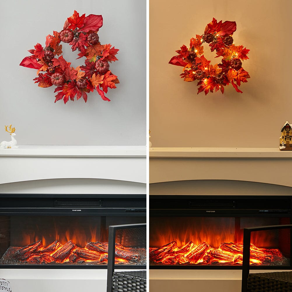 Fall Maple Leaf Pumpkin Wreath Artificial Wreath Front Door Decoration Living and Home 