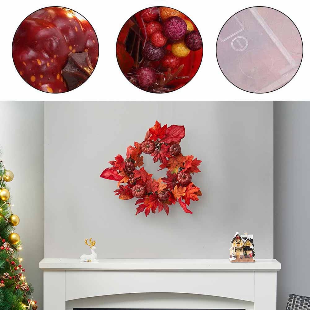 Fall Maple Leaf Pumpkin Wreath Artificial Wreath Front Door Decoration Living and Home 