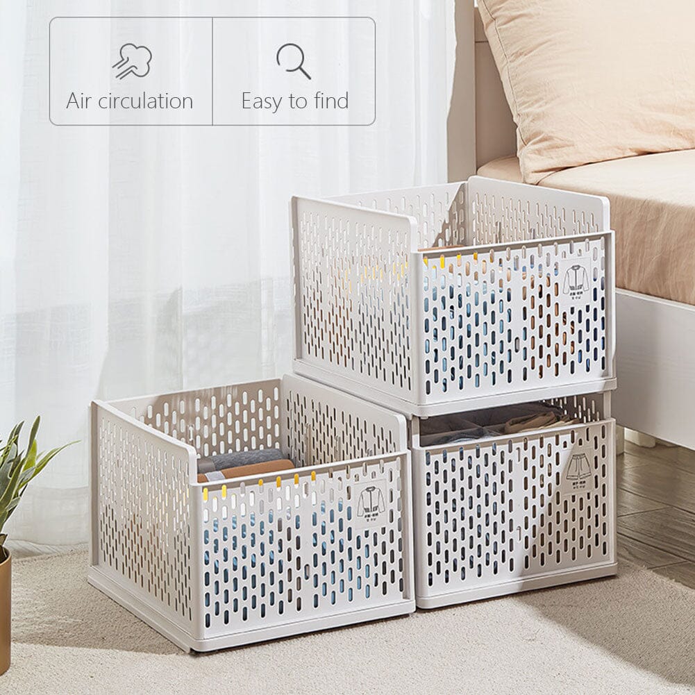 Plastic Stackable Clothes Storage Basket Drawer Organizer Shelves & Racks Living and Home No partition 