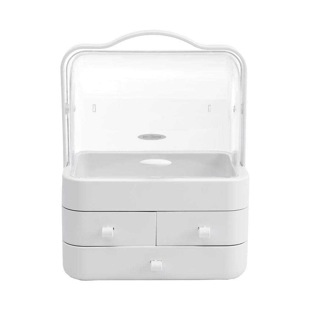 White Portable Dustproof Makeup Storage Box – Living and Home