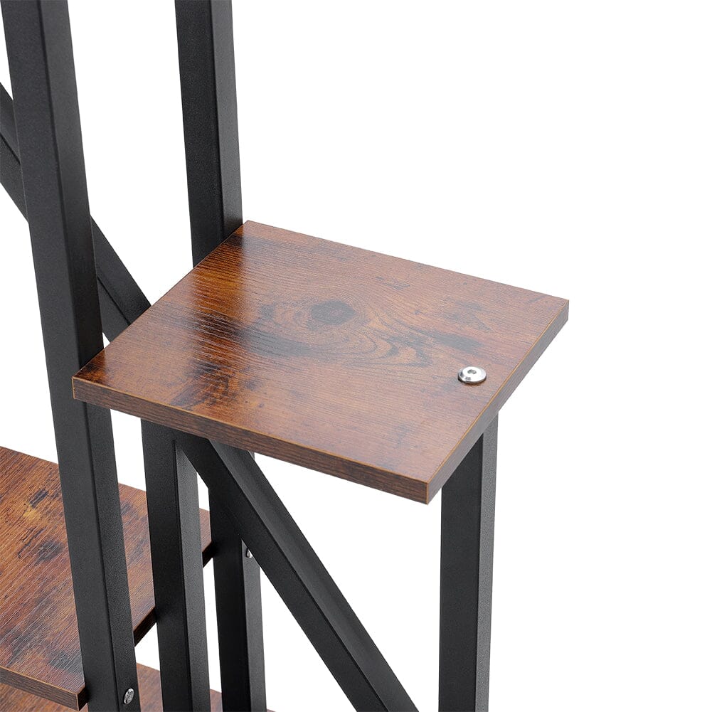 Heart-Shaped 2-Piece Multi-Tier Plant Stand Set Black Frame Vintage Wood Top Living and Home 