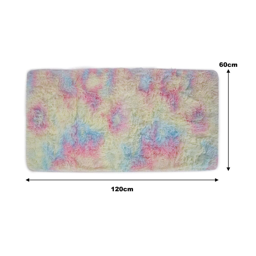 Anti-Skid Rectangle Soft Fluffy Rainbow Rug Rugs Living and Home 