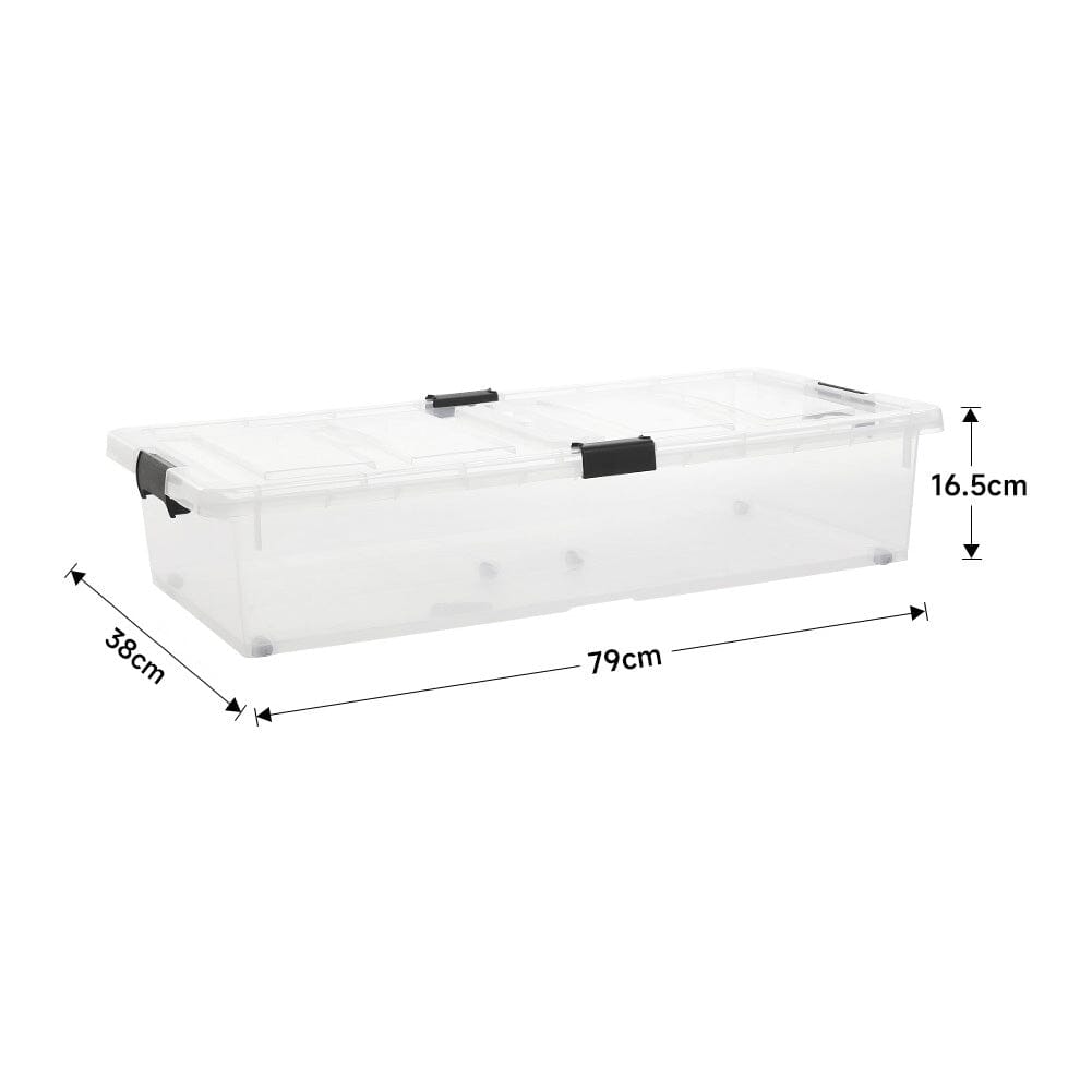 Clear Plastic Underbed Storage Box with Wheels Storage Boxes Living and Home 