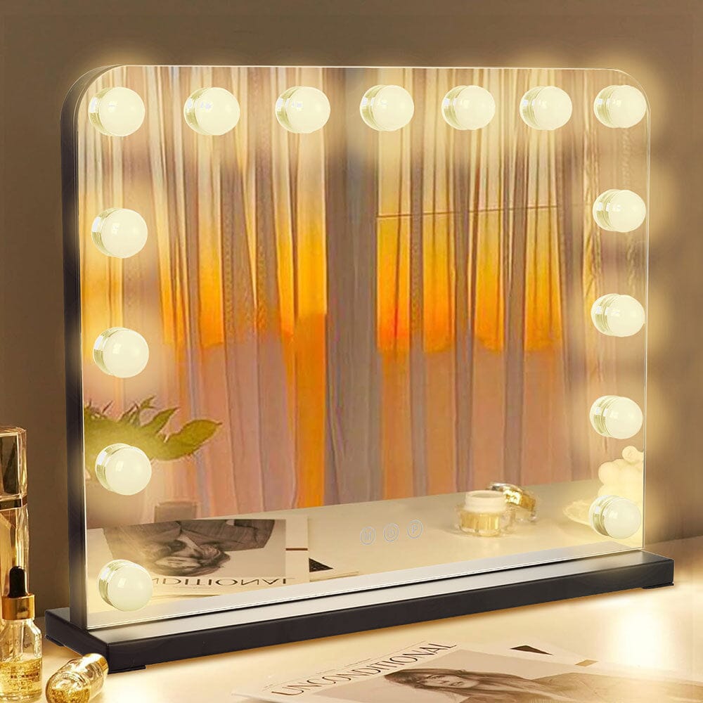 Frameless Hollywood Vanity Mirror with 11 Dimmable Lights Living and Home 15-Black 