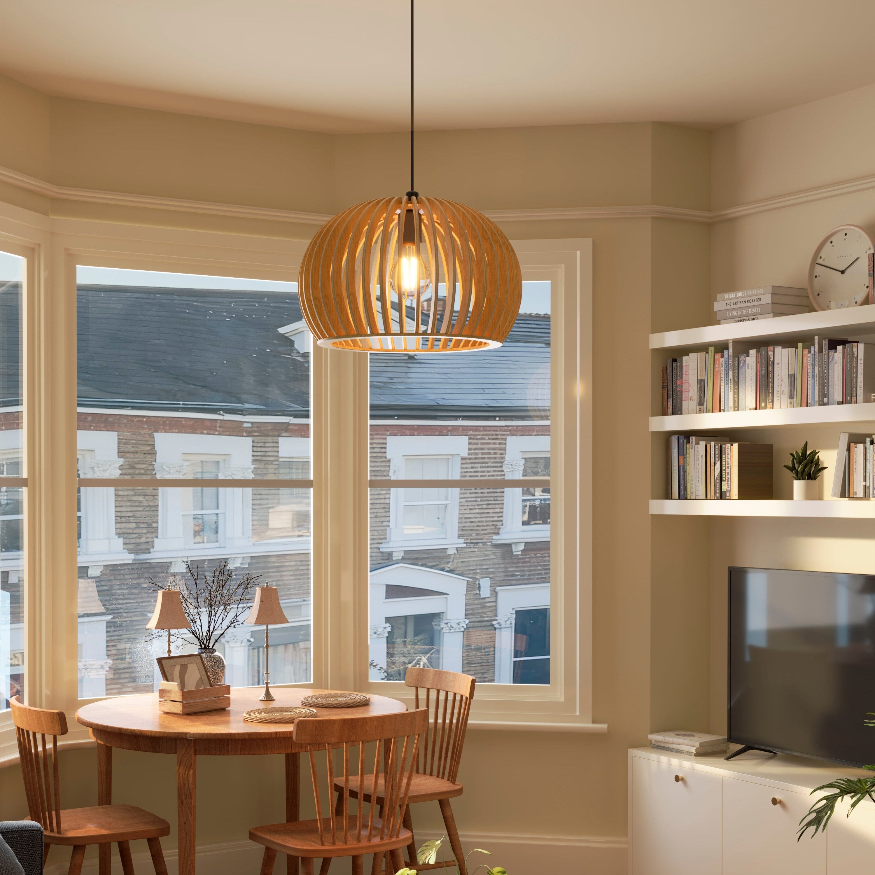 Shadome-Lightsin Natural Wood Pumpkin Pendant Light Eco Friendly Rustic Hanging Lamp for Home Decor Lightsin UK 