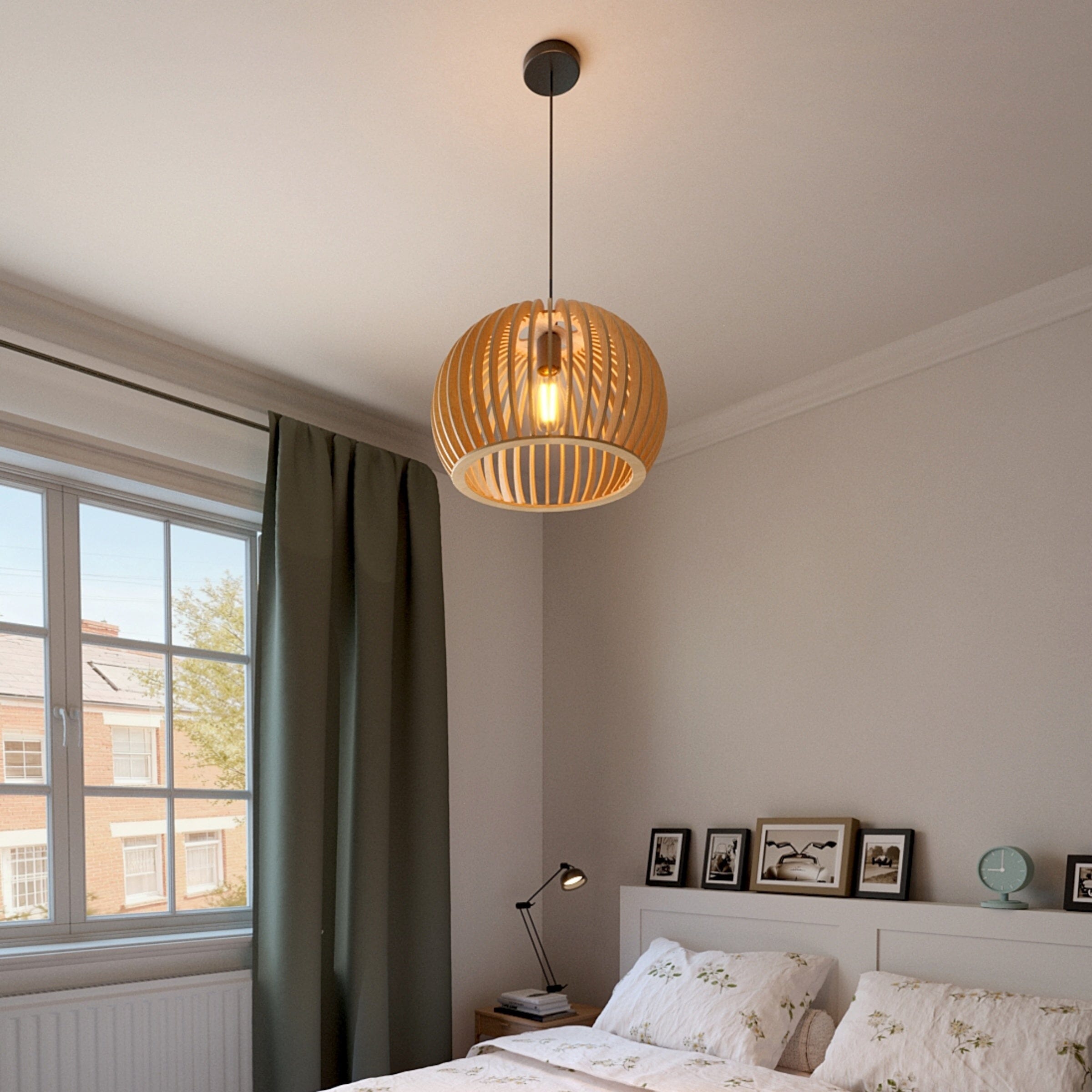 Shadome-Lightsin Natural Wood Pumpkin Pendant Light Eco Friendly Rustic Hanging Lamp for Home Decor Lightsin UK 