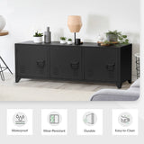 120cm W Black Steel Horizontal Office File Cabinet with 3 Doors Cabinets Living and Home 