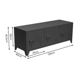 120cm W Black Steel Horizontal Office File Cabinet with 3 Doors Cabinets Living and Home 