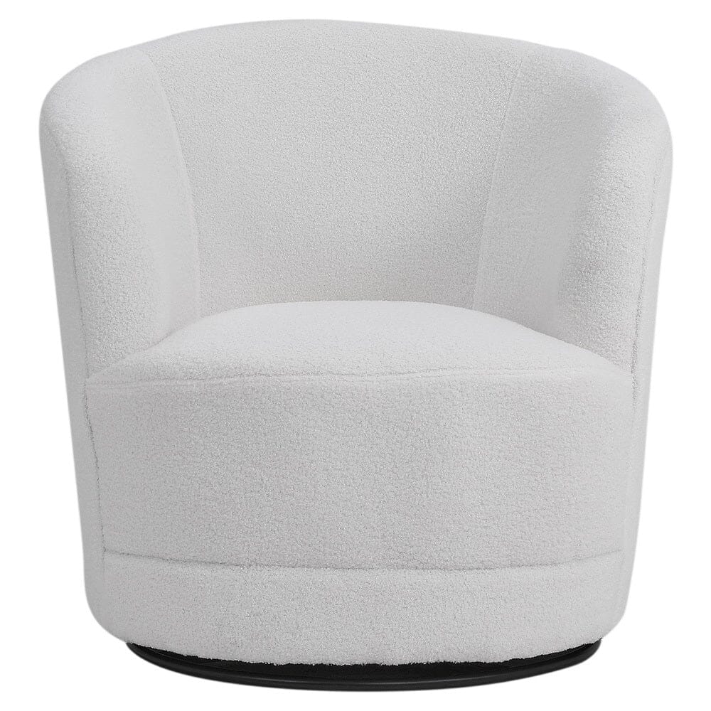 80cm Wide White Faux Fur Accent Swivel Tub Chair Tub Chairs Living and Home 