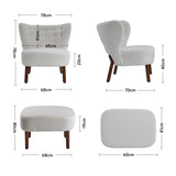 White Boucle Teddy Upholstered Accent Chair with Footstool Lounge Chairs Living and Home 