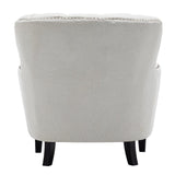 Modern Beige Club Chair Button Tufted Accent Chair Wingback Chairs Living and Home 