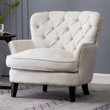 Modern Beige Club Chair Button Tufted Accent Chair Wingback Chairs Living and Home Beige 