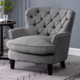Modern Beige Club Chair Button Tufted Accent Chair Wingback Chairs Living and Home Grey 
