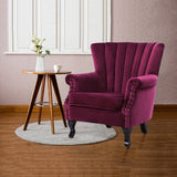 Blue Velvet Wingback Chair Upholstered Armchair Wingback Chairs Living and Home WineRed 
