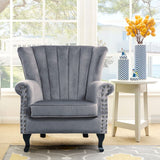 Blue Velvet Wingback Chair Upholstered Armchair Wingback Chairs Living and Home 