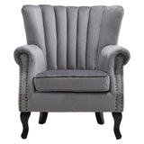 Green Velvet Upholstered Wingback Chair Thick Padded Armchair Wingback Chairs Living and Home 