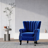 Green Velvet Upholstered Wingback Chair Thick Padded Armchair Wingback Chairs Living and Home Blue 