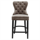 Dining Bar Chairs Wooden Velvet Buttoned Bar Stool Bar Stools Living and Home 