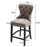Dining Bar Chairs Wooden Velvet Buttoned Bar Stool Bar Stools Living and Home 