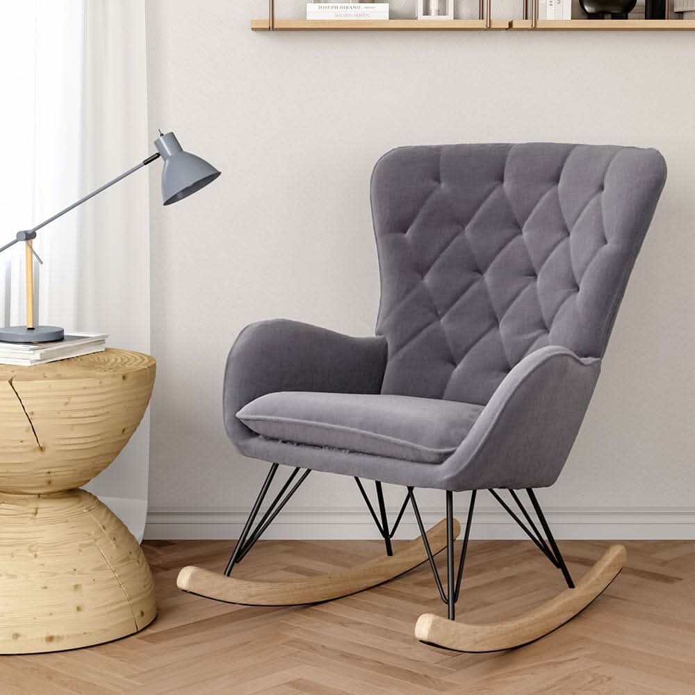 Rocking Relax Chair Padded Seat Velvet Room