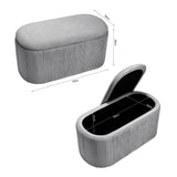 78cm Wide Oval Velvet Storage Bench Vertical Stripes Footstool Storage Footstools & Benches Living and Home 