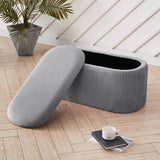 78cm Wide Oval Velvet Storage Bench Vertical Stripes Footstool Storage Footstools & Benches Living and Home 