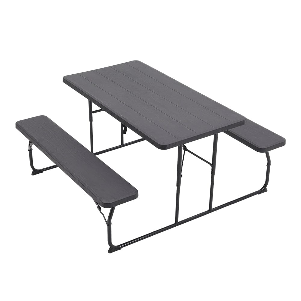 151cm W Foldable Picnic Table and Bench Set Garden Dining Tables Living and Home Black 