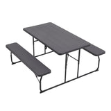 151cm W Foldable Picnic Table and Bench Set Garden Dining Tables Living and Home Black 