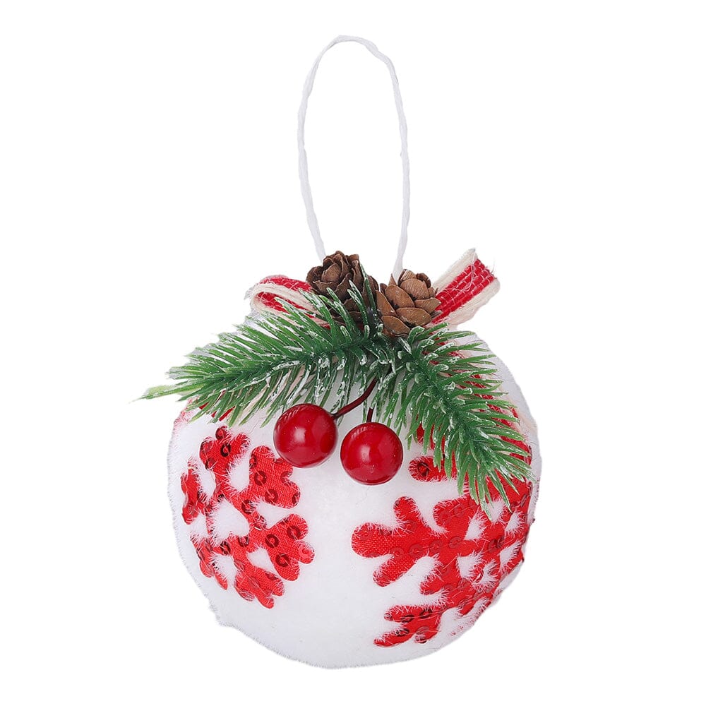 Plaid Fabric Ball Christmas Decoration 8cm Living and Home 