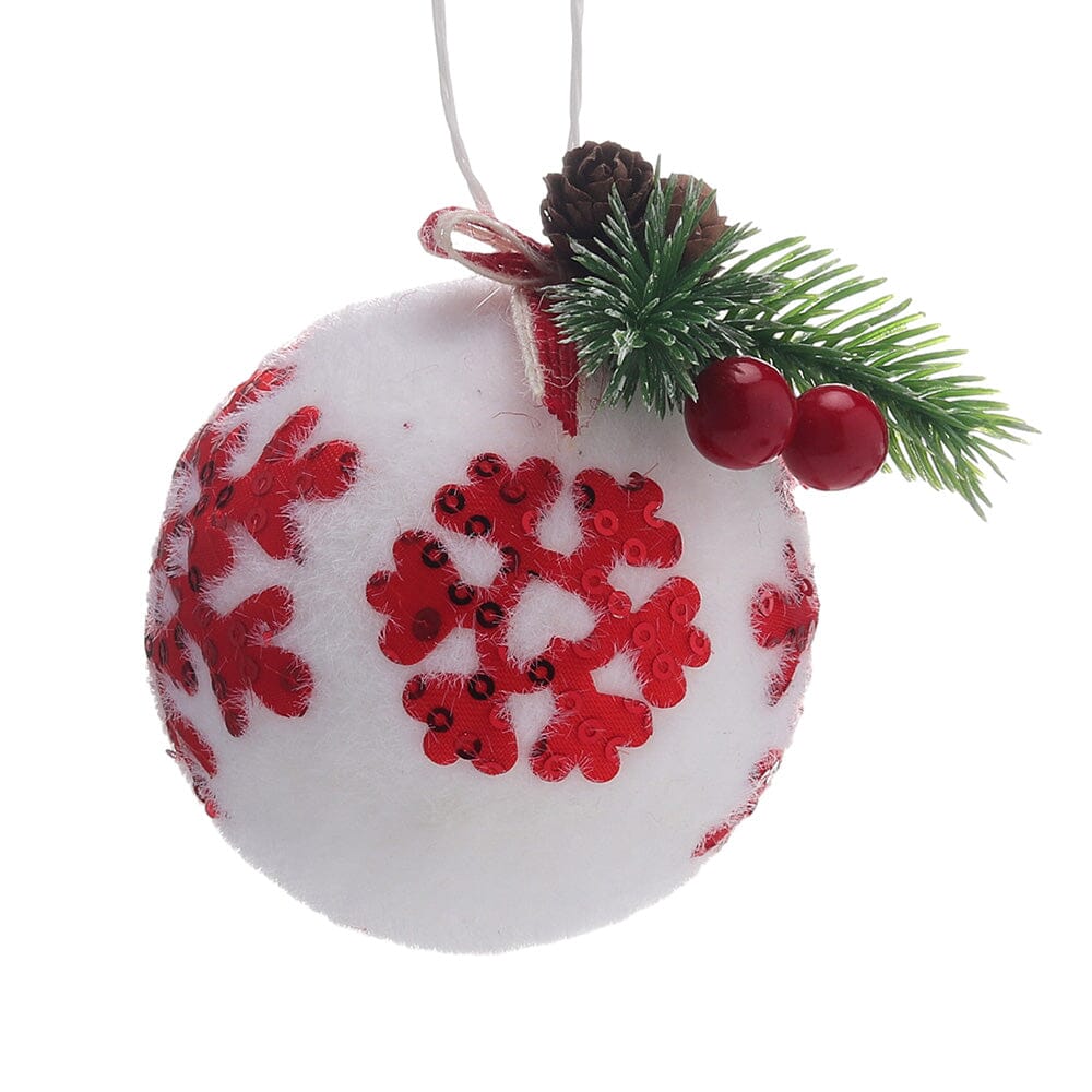 Plaid Fabric Ball Christmas Decoration 8cm Living and Home 
