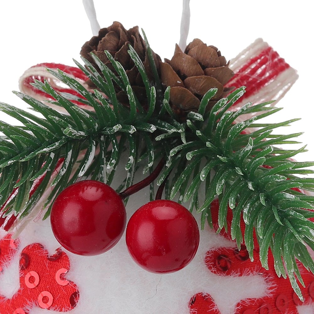 Plaid Fabric Ball Christmas Decoration 8cm Living and Home 