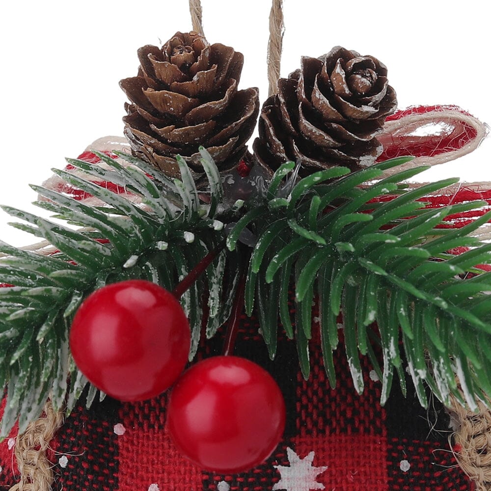 Plaid Fabric Ball Christmas Decoration 8cm Living and Home 