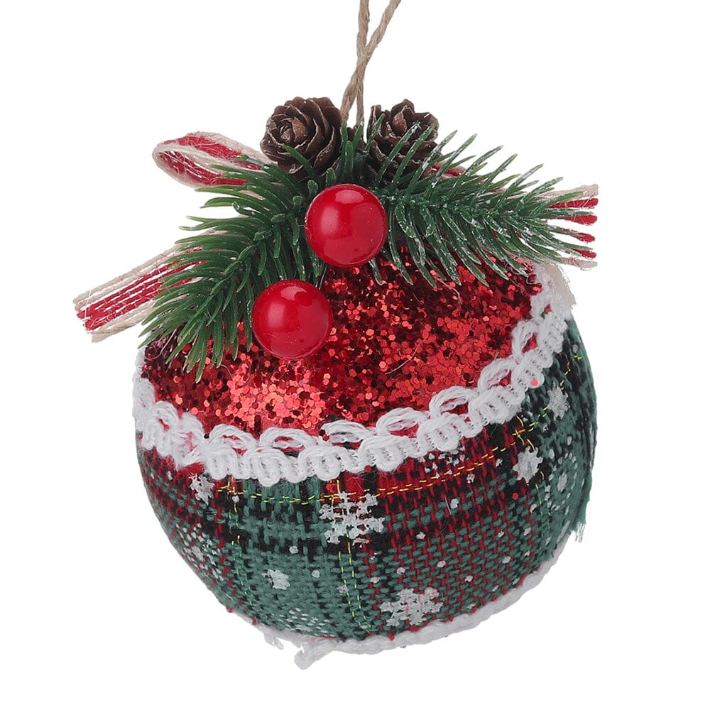 Plaid Fabric Ball Christmas Decoration 8cm Living and Home 
