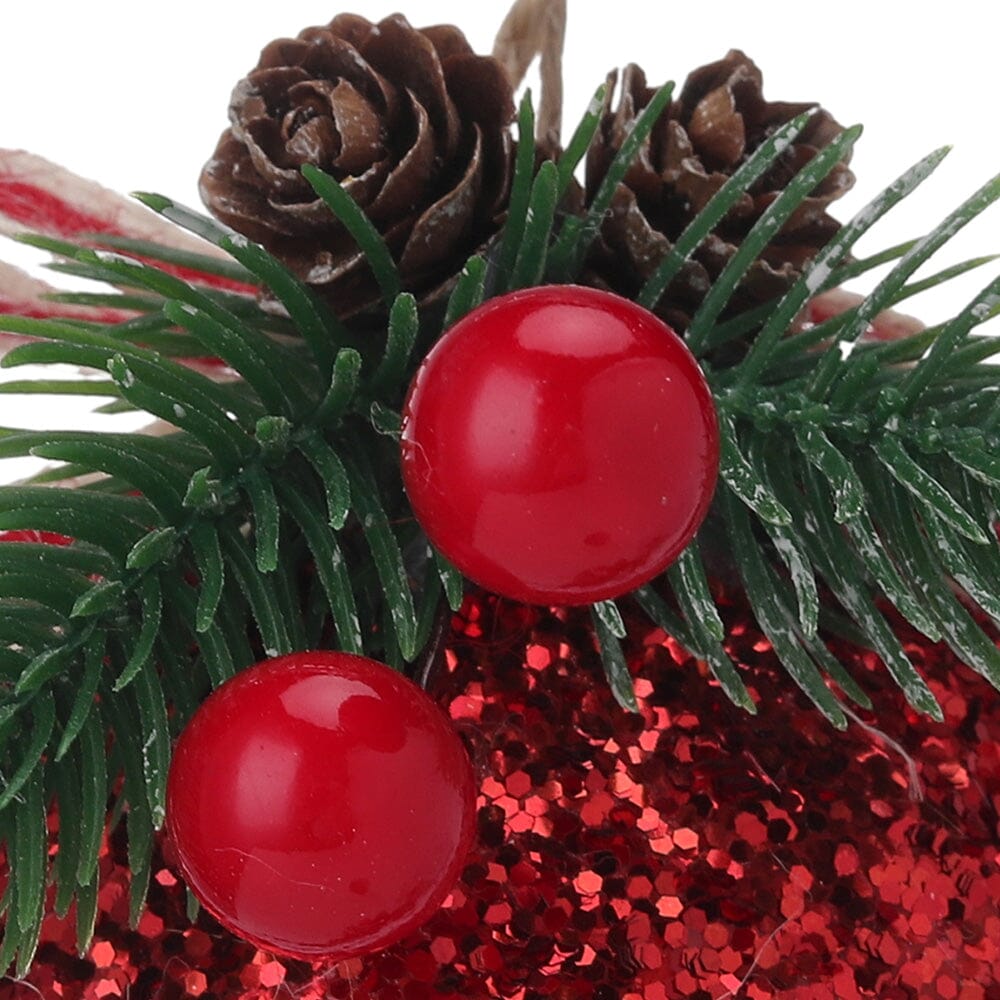 Plaid Fabric Ball Christmas Decoration 8cm Living and Home 