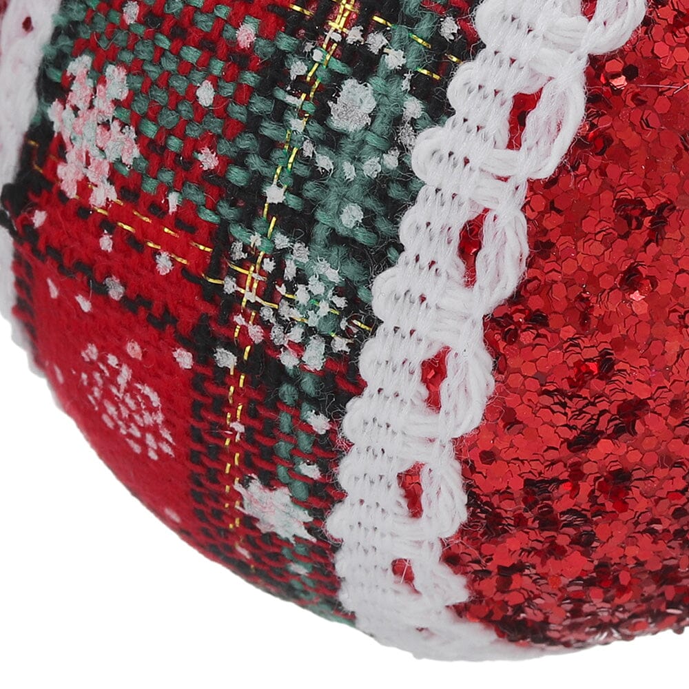 Plaid Fabric Ball Christmas Decoration 8cm Living and Home 