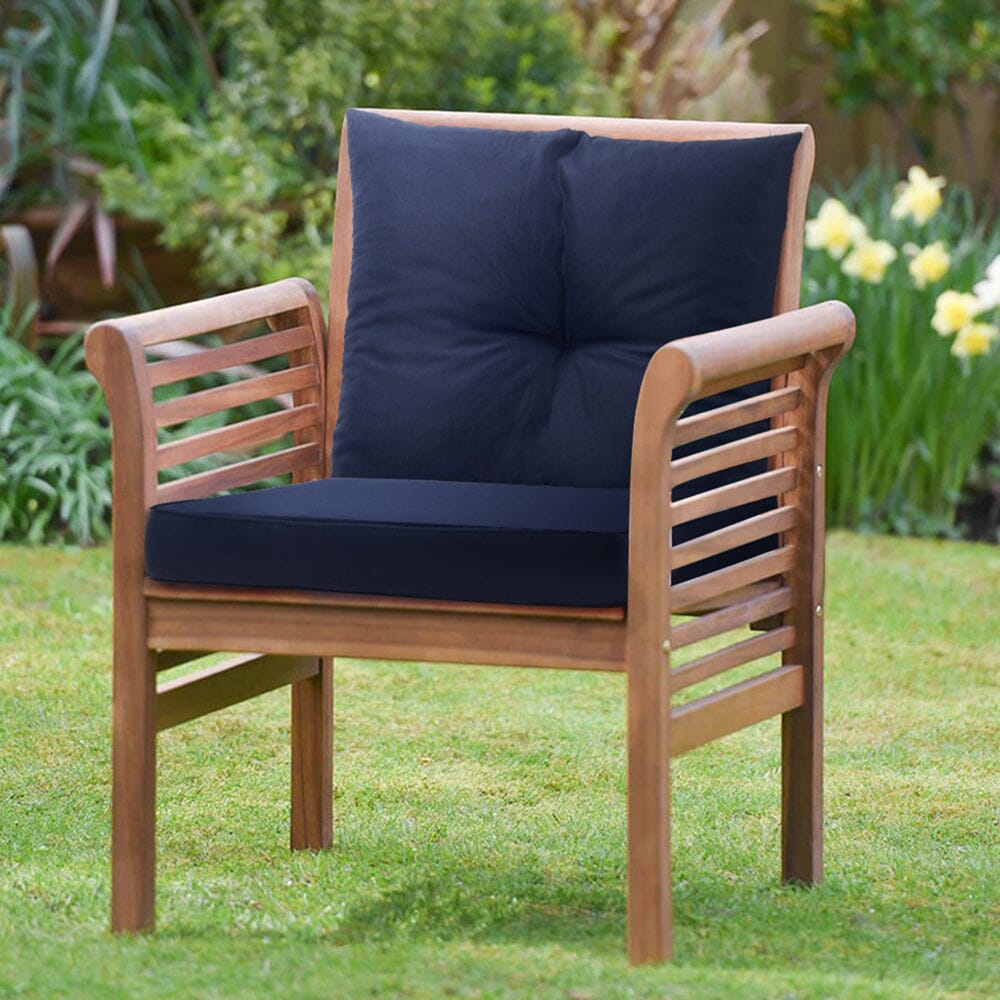 Navy Blue Outdoor Sofa Cushion Set Seat and Back Pillow Living and Home 