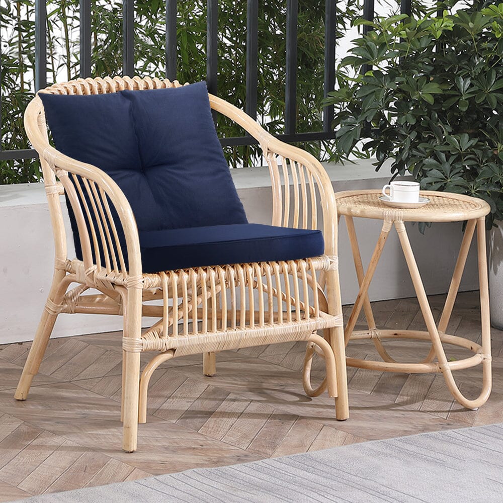 Navy Blue Outdoor Sofa Cushion Set Seat and Back Pillow Living and Home 