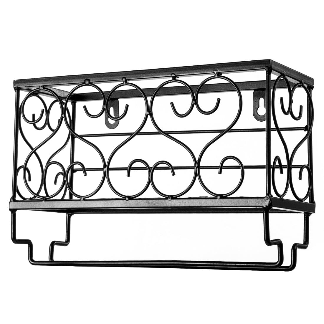 Black European Style Wall Mounted Wine And Glass Rack Living and Home 