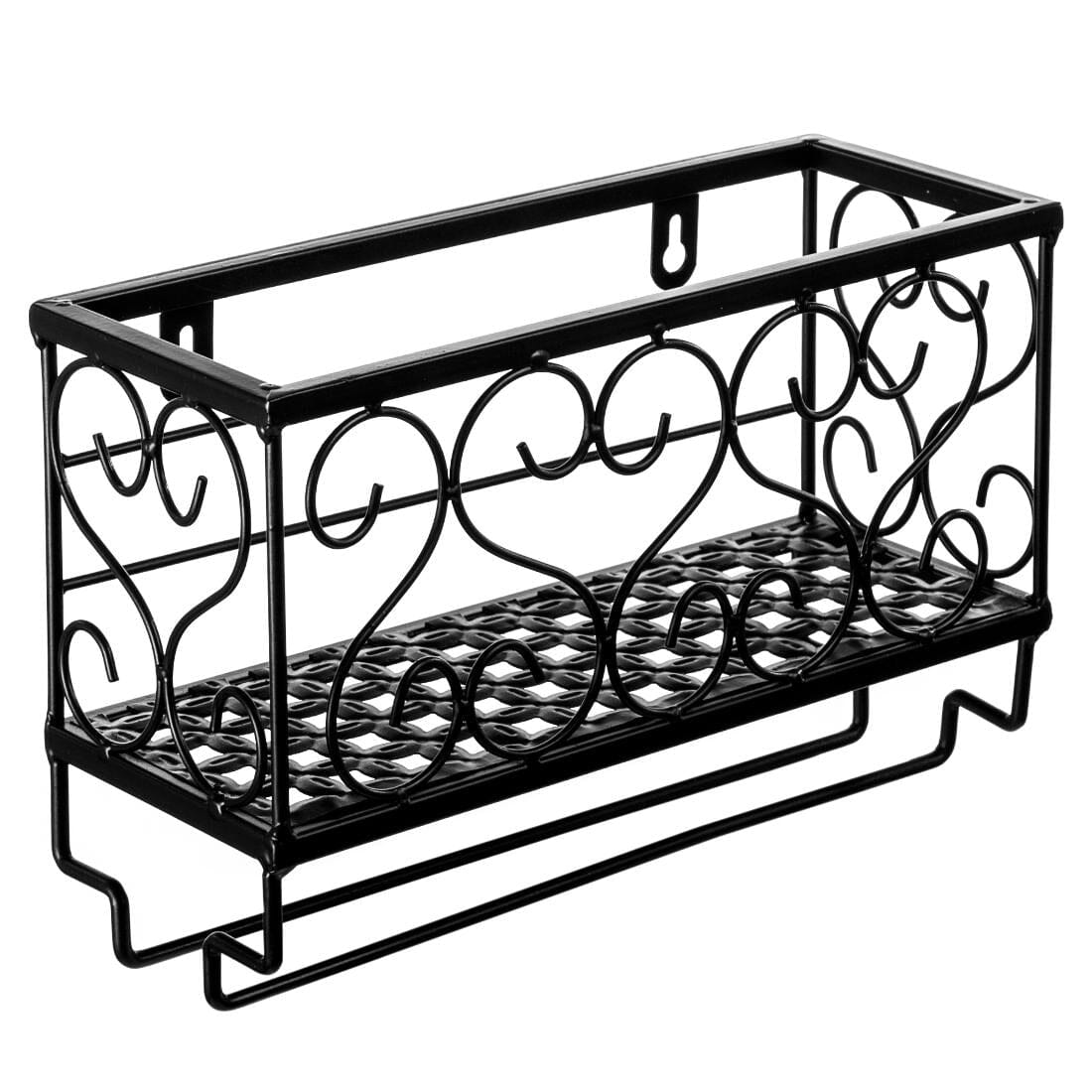 Black European Style Wall Mounted Wine And Glass Rack Living and Home 